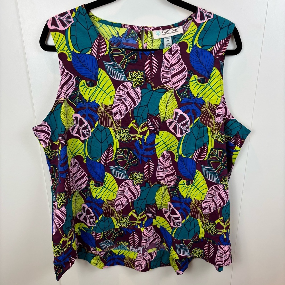 NWT Coolibar St. Tropez Aire Swing Tank Top sz XL Purple Floral UPF 50+ Tropic